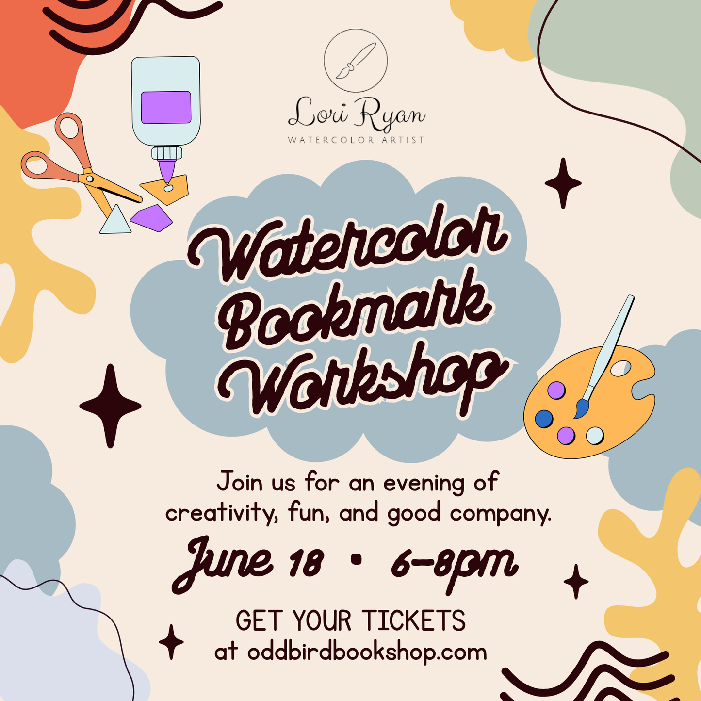 Watercolor Bookmark Workshop with Lori Ryan 🎨