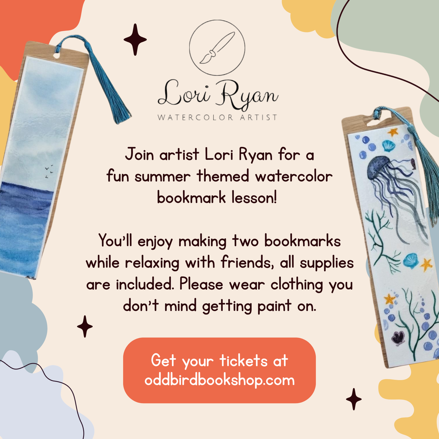 Watercolor Bookmark Workshop with Lori Ryan 🎨