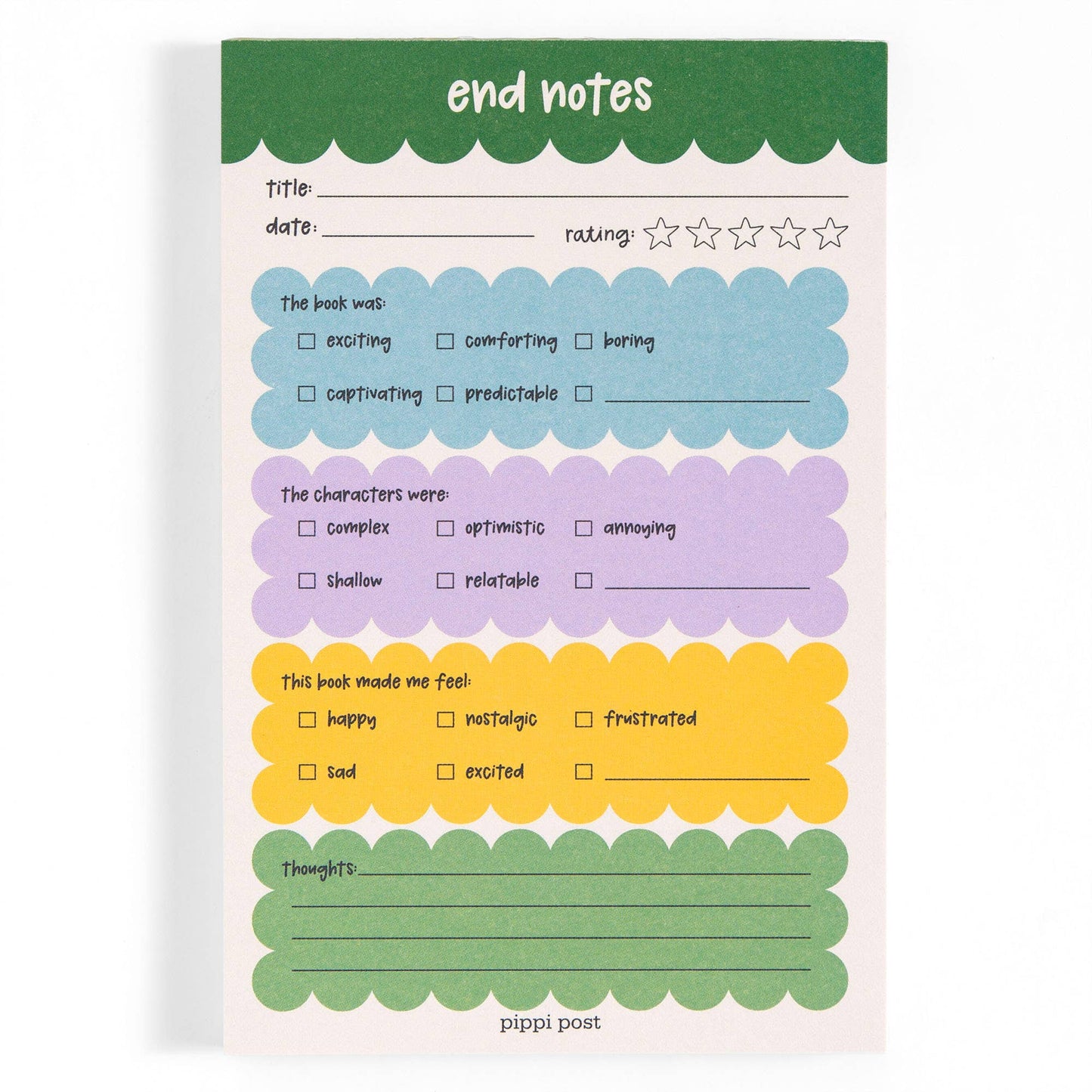 End Notes Book Reflection & Review 4x6 Notepad