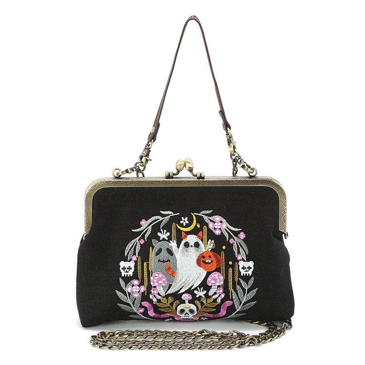 Purple Snake  + Ghosts Wreath Kiss Lock Bag